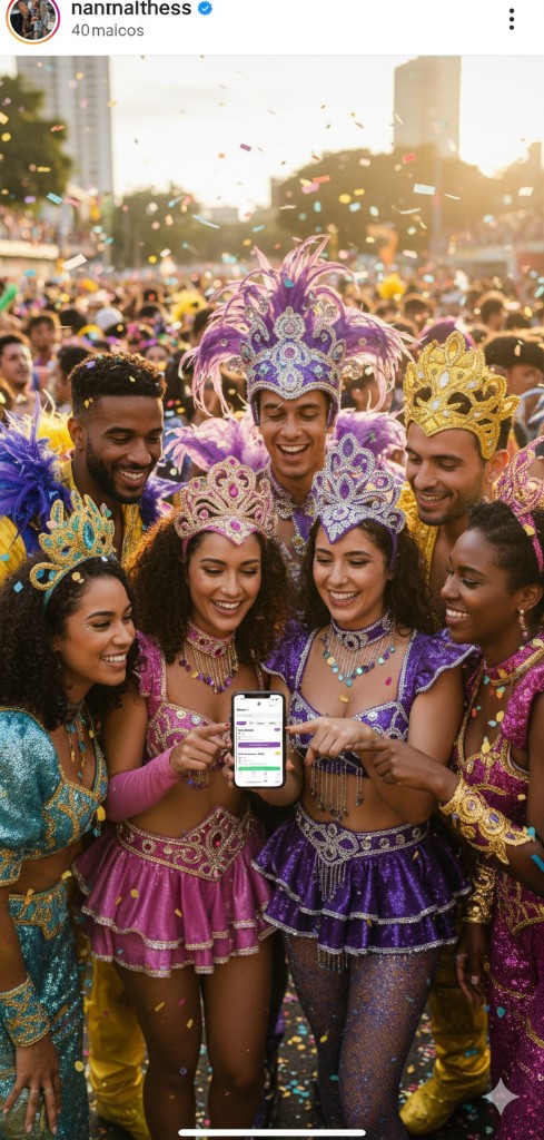 Foliões usando o app UAI PARTIU no Carnaval